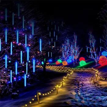 8 Vienetų 30CM LED Šviesos Meteoras Dušas Lietaus Vamzdžiai, Apdailos Šviesos Kalėdų Vestuvių Sode 100-240V/ES Kištukas su uodega plug