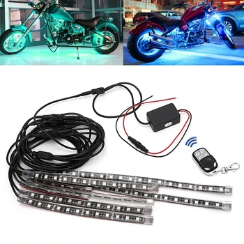 8 Vnt 5050 SMD Juosta Lanksti RGB Mirksi Šviesos diodų (LED) Nuotolinio Valdymo Motociklo 4 Mygtuką Belaidžio Nuotolinio valdymo Vandeniui 12V
