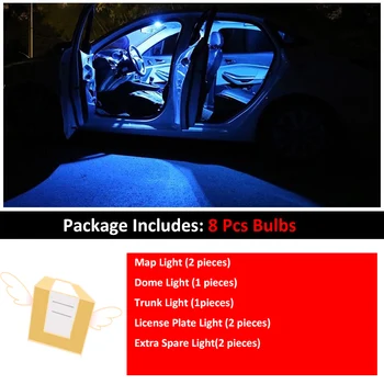 8 Vnt Automobilių Baltos spalvos Interjeras, LED elektros Lemputes Paketo Komplektas 2009-2016 Kia Forte Cerato T10 31MM 39MM Žemėlapis Dome Kamieno Lempos Šviesa