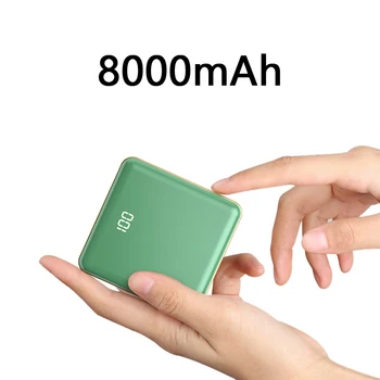 8000mAh Power Bank su USB C Tipo Kabelis Nešiojamas Įkroviklis Powerbank Išorės Baterija Skirta Xiaomi 