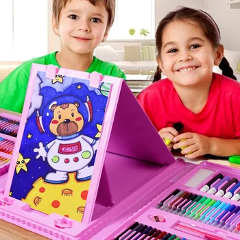 86 komplektų vaikų akvarelė pen teptuku spalvos rašikliu, pieštuku aliejaus tapybai stick spalvos pieštuku guašas meno reikmenys