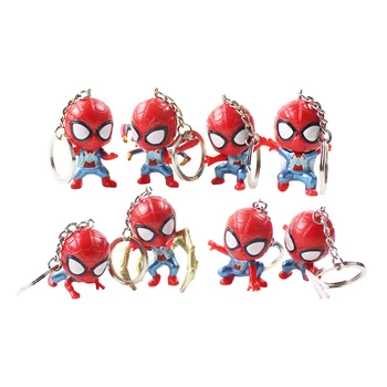 8pcs/daug 5-6cm Marvel Keršytojas Super Herojus žmogus-Voras Geležis Spider Q Versija Pakabukas Keychain PVC Veiksmų Skaičius, Surinkimo Žaislas