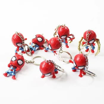 8pcs/daug 5-6cm Marvel Keršytojas Super Herojus žmogus-Voras Geležis Spider Q Versija Pakabukas Keychain PVC Veiksmų Skaičius, Surinkimo Žaislas