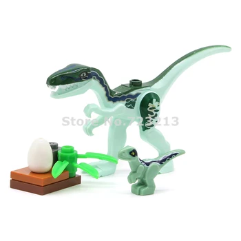 8pcs Jurrassic Pasaulio Velociraptor su Kiaušinių Juros periodo Dinozaurų Rinkinys, Statyba Blokai Modelis SS Švietimo Žaislai Vaikams