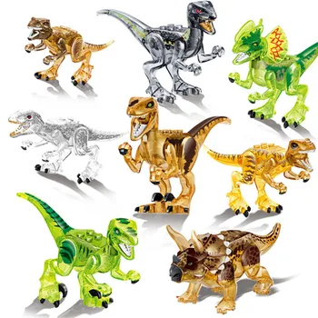 8pcs Kristalų Dinozaurų Modelis Juros periodo Pasaulio Tyrannosaurus Rex Pterosauria Kūrimo Bloką Žaislai Vaikams Dinozaurų Parkas Žaislas