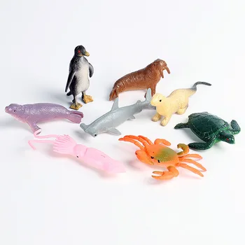 8pcs/set Vaikų Simuliacija Gyvūnai Modelis Ocean Kalmarų, Krabų Pingvinas Vėžlys Hammerhead Ryklių Ruonių, Jūrų Liūtas Švietimo žaislai