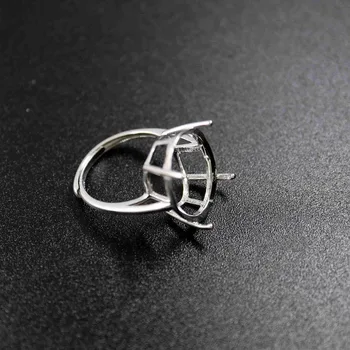 8x10-10x14-13x18mm ovalo paprasta CZ stone šakės nustatymas elegantiškas 925 sterlingas sidabro bezel dėklas reguliuojamas žiedas parametrai 1222013