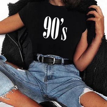 90 s Raidės Moterų Marškinėliai Atsitiktinis Juokinga Tshirts Tees Viršūnes Hipster Moterų Vintage Marškinėliai Harajuku Vasaros Tumblr Camisetas Mujer