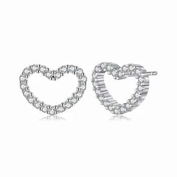 925 Sterlingas Sidabro Būti Mano Valentine Heart Stud Auskarai, Aišku, CZ Femme Stud-Auskarai Papuošalai Brincos Fine Jewelry