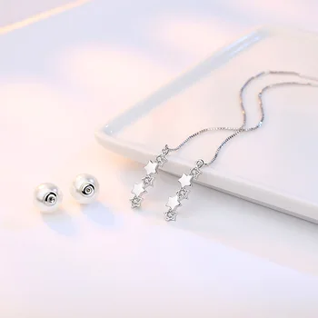925 sterlingas sidabro mados žvaigždė crystal pearl ilgai lašas auskarai moterims, papuošalai didmeninė gimtadienio dovana
