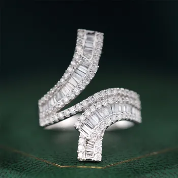 925 Sterlingas sidabro Visoje žiedas Lab Diamond cz Akmens Sužadėtuvių, Vestuvių Žiedai, moterų Nuotakos Bauda, Šaliai, Papuošalai