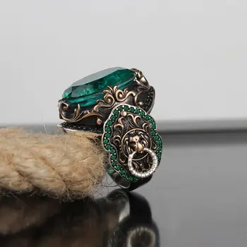 925 sterlingas sidabro vyrų žiedas nekilnojamojo akmens Papuošalų mados derliaus Dovana visiems dydį mados vyrams ir moterims, pagaminti turkijoje naują parduotuvę