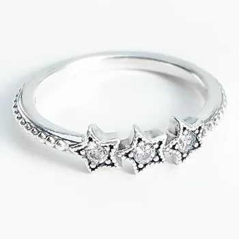 925 кольцо Sidabro Visos Žiedas Šviečia Pentagram Su Crystal Visos Žiedas Moterims Vestuves Dovanų bižuterijos