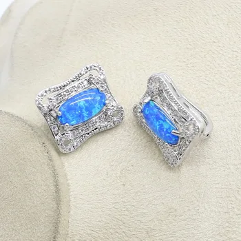 95%OFF Blue Opal 925 Sterlingas Sidabro Dubajus Papuošalų Rinkiniai Moterims, Karoliai, Auskarai, Pakabučiai Žiedas Rinkiniai Gimtadienius Dovana