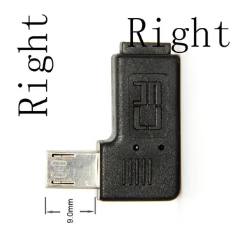 9mm Ilgio Jungtis, 90 Laipsnių Kairėje ir Dešinėje Kampu Micro USB 2.0 5Pin Vyrų ir Moterų Extension Adapter 1PCS/daug