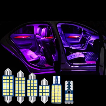 9pcs Automobilių, LED Lemputes, Interjero Kupolo Žibintas Kosmetinis Veidrodėlis Daiktadėžė Kamieno Šviesos Volkswagen VW Passat R36 3C 2007-2010 Priedai