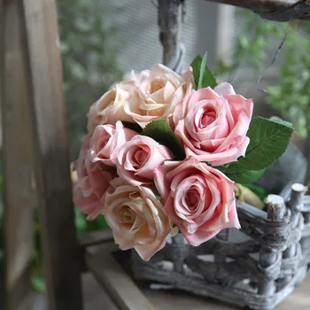 9Pcs Rose Dirbtinės Gėlės 