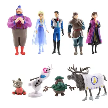 9Pcs/set Frozen2 Sniego Karalienė Elsa Anna PVC Veiksmų Skaičiai Olaf Kristoff Sven Anime Lėlės Figūrėlės Vaikams, Žaislai, Dovanos Vaikams