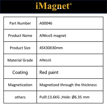 A000461pcs Pasagos AlNico5 magnetas,45*30*30 mm,pagal Užsakymą magnetinio plieno U formos AlNiCo magnetu,
