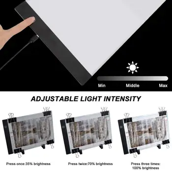 A3/A4/A5 5D Diamond Tapybos LED Šviesos Pad-Sekimo šviesdėžės Piešimo Reguliuojamas Ryškumas Plono Trijų lygių Pritemdomi