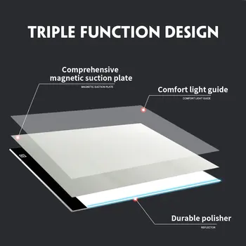 A4 LED šviesos magnetinė piešimo kopijavimas, Skaitmeninis Tabletės Grafikos Menininkas Plonas Meno Trafareto Braižymo Lentos šviesdėžės Trijų lygių
