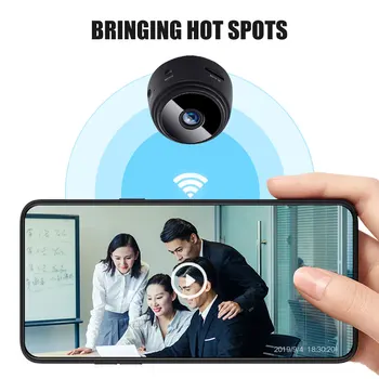 A9 WiFi Bevielio Kameros 1080P Mini IP vaizdo Kamera Wifi, Web Cam, Wifi Naktinio Matymo Stebėjimo Kamerą Namuose Parama TF Kortelę