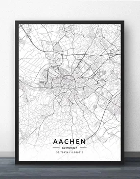 Aachen Augsburg Baltrum Bayreuth Bielefeld Bochum Bonos Brėmeno Brunswick Chemnitz Kelnas Dortmund Drezdene Vokietija Žemėlapis Plakatas