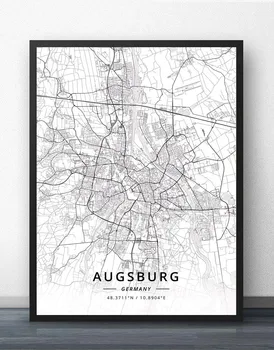 Aachen Augsburg Baltrum Bayreuth Bielefeld Bochum Bonos Brėmeno Brunswick Chemnitz Kelnas Dortmund Drezdene Vokietija Žemėlapis Plakatas
