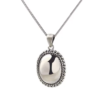 ABC sidabro ornamentu S925 elipsės formos veidrodis apykaklės Zodiaco zodiako ženklas signos collares para mujer Karoliai
