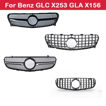 ABS plastiko priekinės grotelės Diamond GT stiliaus Automobilis Modifikuotas Viduryje grotelės Mercedes-Benz GLC X253 W253 GLA X156