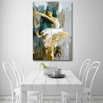Abstrakti Elegantiškas Ballerina Šokių Naftos Tapyba ant Drobės Plakatus Spausdina Baleto Mergina Cuadros Sienos Menas Nuotraukas Kambarį