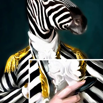 Abstrakti Portretas Zebra Galvos ir Žmonių Paveikslai Tapyba Plakatai ir Spausdina Sienos Meno Įstaiga Nuotraukas Kambarį Namo Apdaila