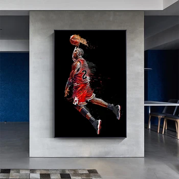 Abstraktusis Menas, Tapyba Michael Jordan Plakatas Skristi Dunk Krepšinio Sienos Nuotraukas Kambarį Dekoruoti Miegamojo, Sporto Drobė