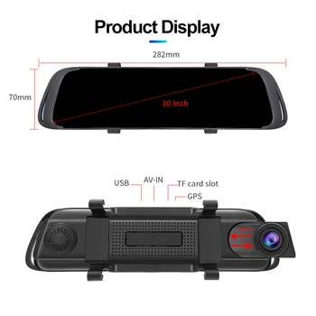 ACCEO X29 Automobilių Dvr Brūkšnys Cam 10 Colių Transliacijos galinio vaizdo Veidrodis 1080P Vaizdo įrašymo Auto Registratorius Dvigubas Objektyvas su Galinio vaizdo Kamera
