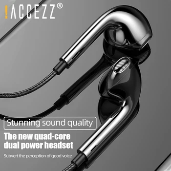 !ACCEZZ In Ear Ausines 3,5 mm Stereo Bass Laidinio Ausinės laisvų Rankų įrangą, Muzikos, Sporto Tomas Su Mic iPhone Samsung 