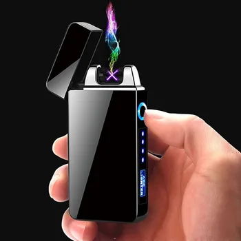 ADMY USB Ugnies Plazmos Dvigubo Kampo Įkrovimo Finger Print Touch Cigarečių Žiebtuvėliai Vėjo Metalo Elektros USB Žiebtuvėlis