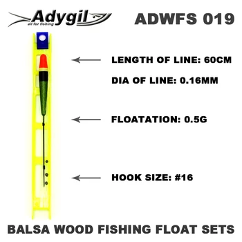 Adygil Balsa Medienos Žvejybos Plaukti Rinkiniai ADWFS 019 Parėmimas 0,5 g Ilgio Linija 60cm Kabliuko Dydis #16 5vnt/daug