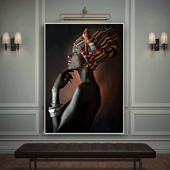 Afrikos Nuogas Moteris Indijos Lankelis Portretas, Drobė, Tapyba, Plakatų ir grafikos Skandinavijos Sienos Meno Nuotrauka už Kambarį