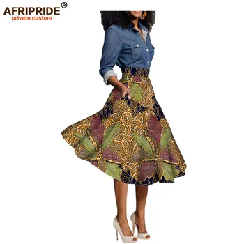 Afrikos spausdinti skrits už womendashiki drabužių kelio ilgis atsitiktinis sijonas grynos medvilnės plius dydis vaškas drabužiui AFRIPRIDE A722703