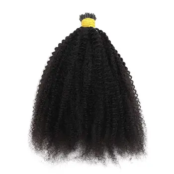 Afro Keistą Garbanotas aš Patarimas Microlinks Plaukų Pratęsimo Brazilijos Remy Human Hair 4B 4C Lengva Klijuoti aš Patarimas Plaukų 100strands 100g