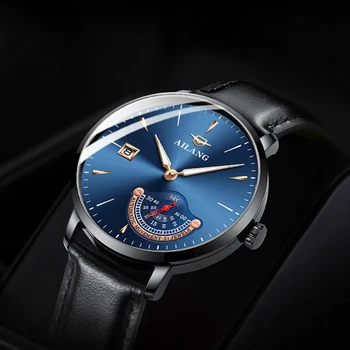 AILANG Džentelmenas žiūrėti brangus mechaninė vyras Minimalistinio stiliaus žiūrėti nerūdijančio plieno automatinis laikrodis šveicarijos naras laikrodžiai vyrams