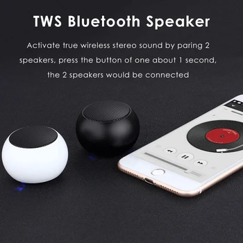 Aimitek BM3D Mini TWS Portable Bluetooth Speaker Tiesa, Belaidės Stereo žemų dažnių garsiakalbis Rankų įrangos Garsiakalbis su Mikrofonu išmaniųjų telefonų