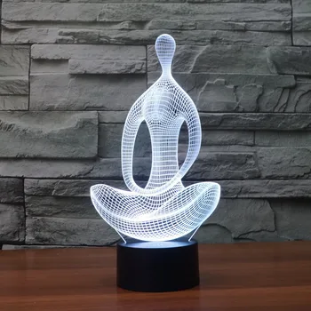 Akrilo 7 Spalvų meditacija Joga 3D LED naktinė lempa miegamojo lempa svetainės šviesos stalas stalo Apdailos Naktį Šviesos IY803367