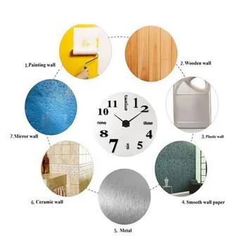 Akrilo Šiuolaikinės Išjungti Frameless Didelis Sieninis Laikrodis 3D Veidrodžio Paviršiaus Lipdukas Didelis Laikrodžiai Home Office Papuošalai