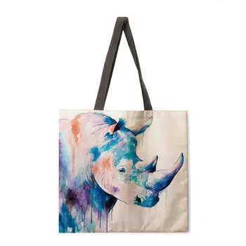Akvarelė tapyba dragonfly gyvūnų lino pirkinių krepšys ponios pečių maišą, sulankstomas pirkinių krepšys mados paplūdimio krepšys, rankinė