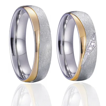 Aljansas jo ir autorystė vestuvinių žiedų rinkinys vyrams ir moterims aukso sidabro spalvos šiaudų Matinis santuokos pora žiedas moterims
