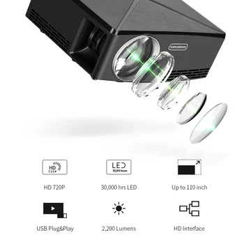ALSTON HD MINI Projektorius C80/C80UP, 1280x720 Rezoliucija, Android WIFI Proyector, LED Nešiojamas HD Beamer Namų Kinas