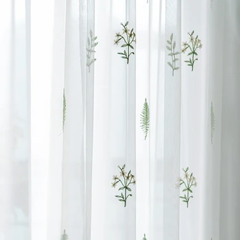 American pastoral žaliųjų augalų, gėlių siuvinėjimas tiulio užuolaidas kambarį balta akies miegamasis siūlų audinys MY485#4