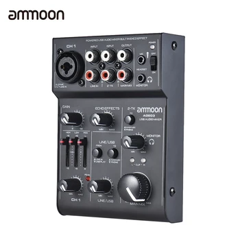 Ammoon AGE03 5 Kanalų Mini Mic-Line Maišymo Konsolės Maišytuvas su USB Garso Sąsaja, Built-in Echo Efektas USB Powered už Karaoke