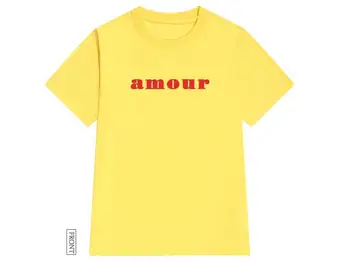 Amour raudonomis Raidėmis Spausdinti Moterų marškinėlius Medvilnės Atsitiktinis Juokingi marškinėliai Lady Yong Mergina Viršuje Tee Hipster Tumblr ins Lašas Laivas S-129